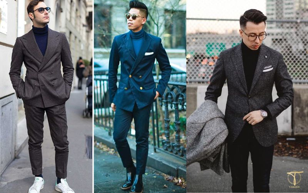 Áo cổ lọ và Suit tạo nên vẻ ngoài lịch lãm và ấm áp tuyệt đối