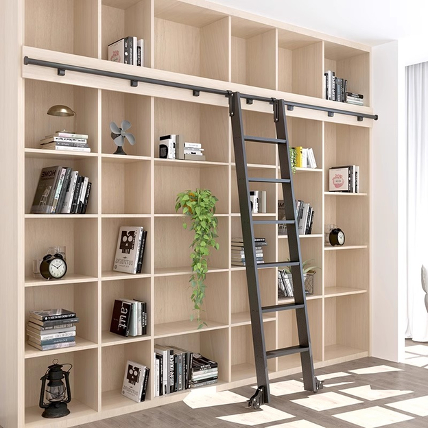 Hệ kệ kịch trần kết hợp thang trượt biến ngôi nhà thành thư viện đẳng cấp