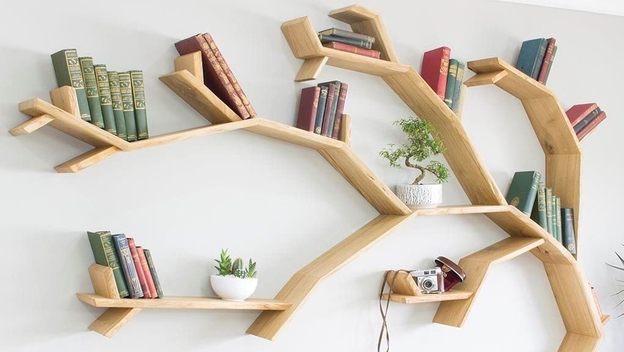 Sự kết hợp giữa sách và cây dây leo rủ tạo nên góc xanh mát mắt