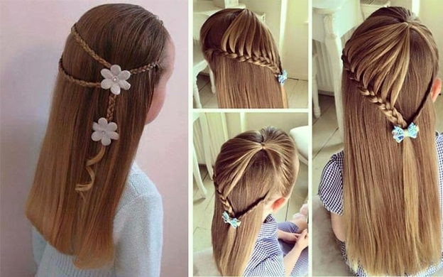 Tóc tết nửa đầu giúp bé gái trông dịu dàng như một nàng công chúa