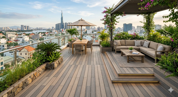 Ván sàn nhựa giả gỗ ngoài trời chịu lực là sự đầu tư thông minh cho mọi không gian ngoài trời hiện đại