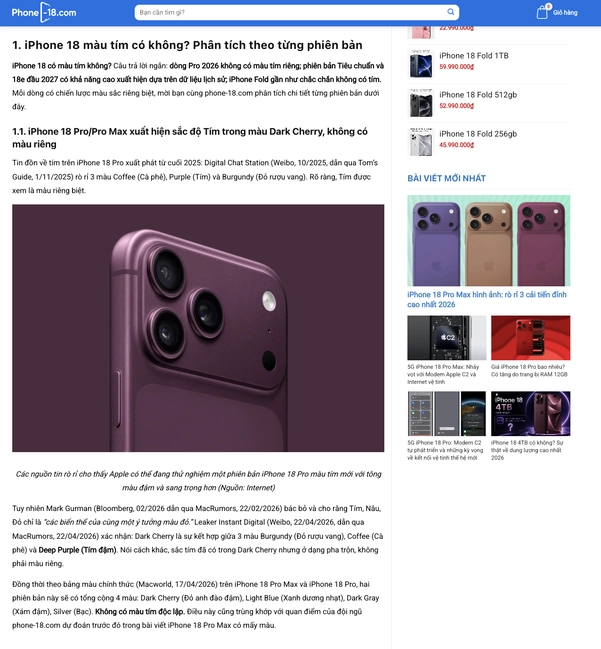 phone-18.com cập nhật tin tức theo dòng thời gian, giúp các tín đồ dễ dàng theo dõi